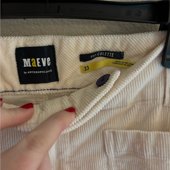 Anthropologie Maeve Cream Corduroy Colette Pants 33 - Picture 4 of 10